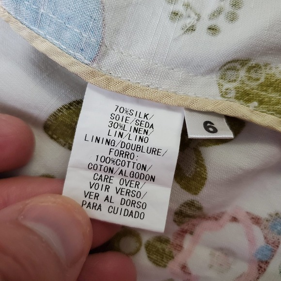 Due per Due Jacket Womens Size‎ 6 3/4 Sleeve Silk Blend Crop Bolero Floral White - Picture 11 of 13